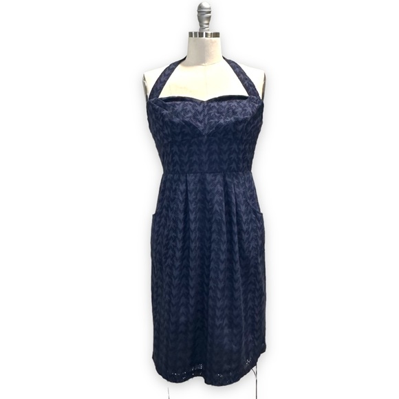 Anthropologie by Girls from Savoy Eyelet Branch Halter A Line Dress size 6 - Picture 3 of 16